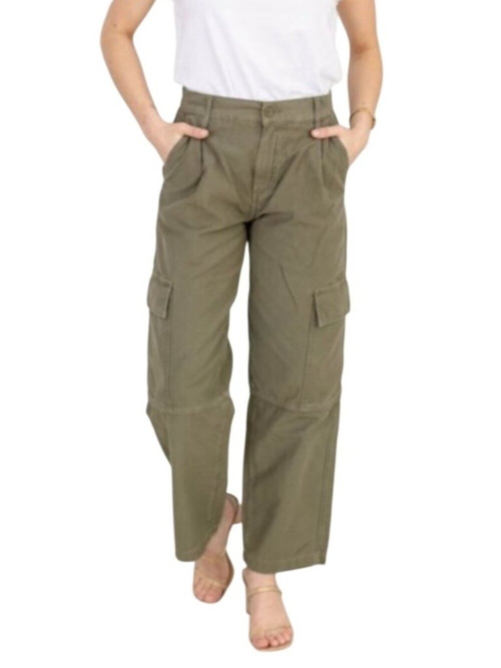 AGOLDE Jericho Cargo Pants Womens 24 Khaki Fatigue Pockets Zip Button